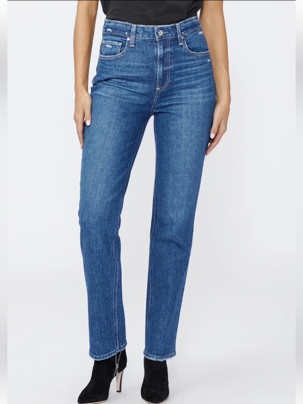 NWT Paige Stella Straight Jeans: Miss You Distressed 34